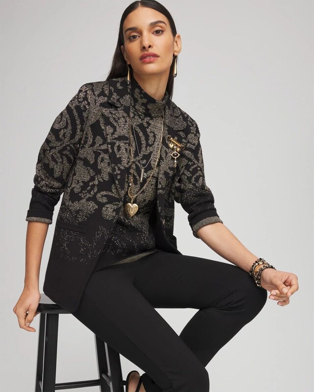 Metallic Jacquard Sweater Blazer - image 2